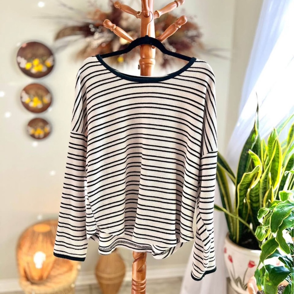 Striped Black and White Women's Top